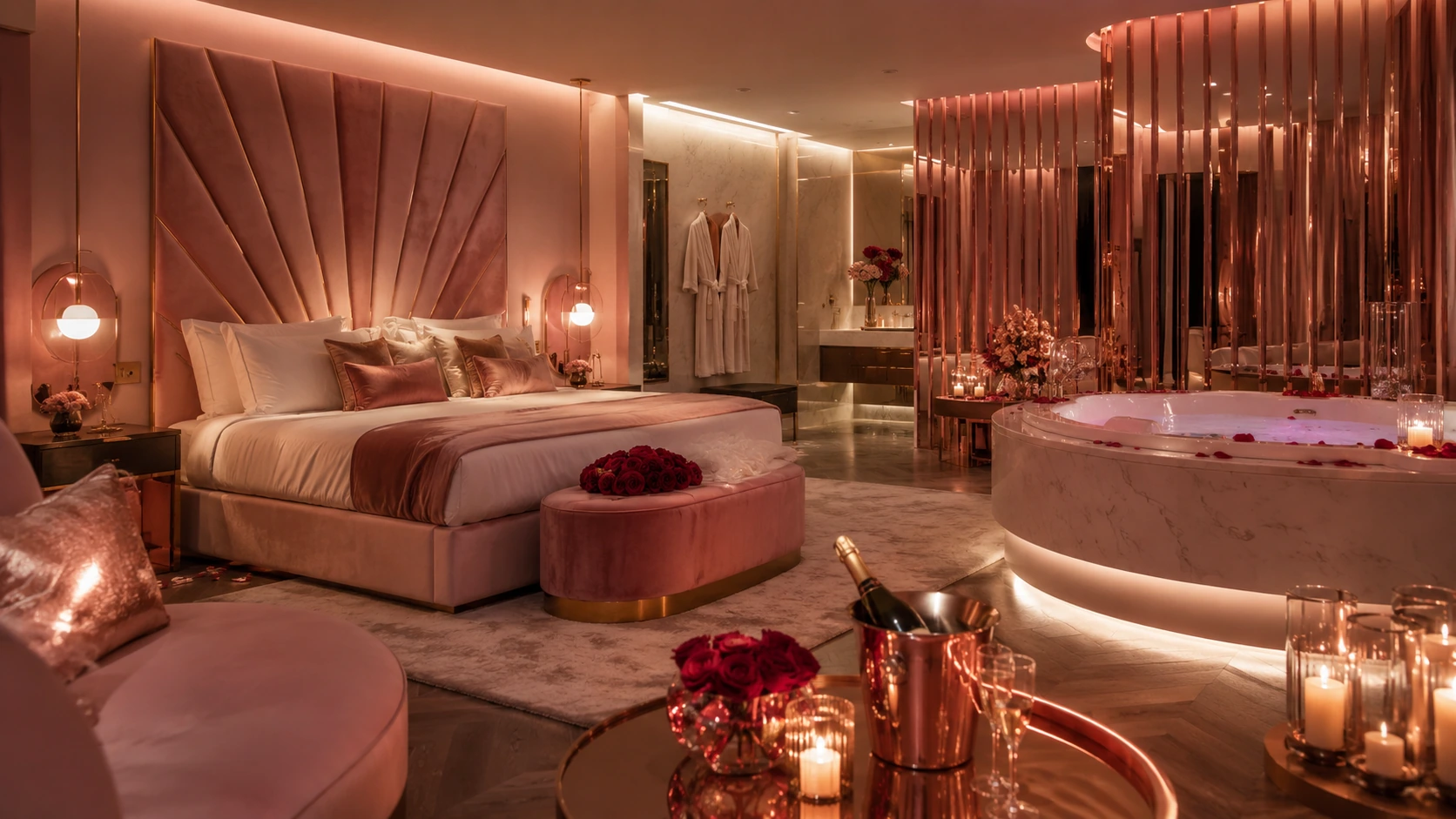 love-room-premium-distingue-vraie-experience-romantique Ambiance romantique premium en Normandie illustrant love room premium sans texte ni logo