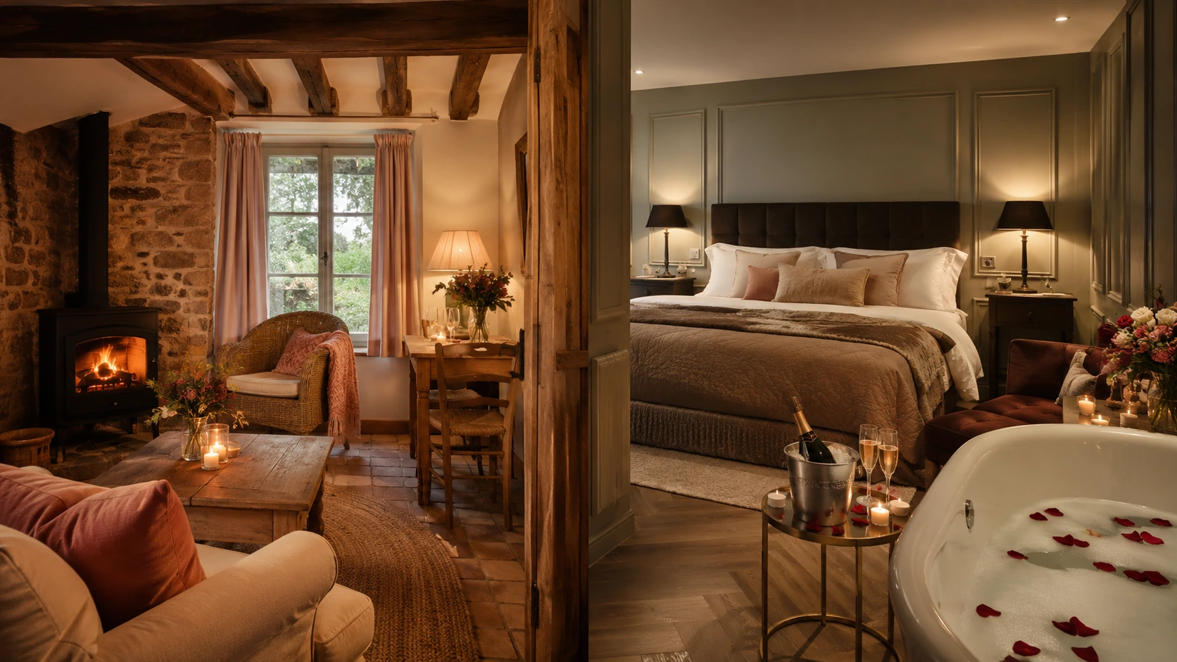 suite-romantique-normandie-alternative-premium-hotel-classique Ambiance romantique premium en Normandie illustrant suite romantique en Normandie sans texte ni logo