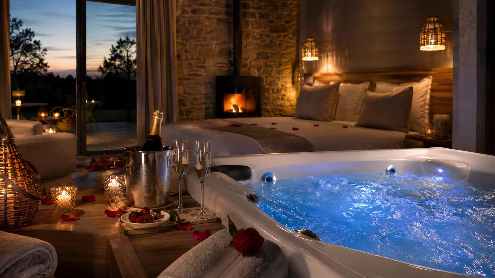 Suite chaleureuse avec jacuzzi privatif pour une idée cadeau romantique en Normandie